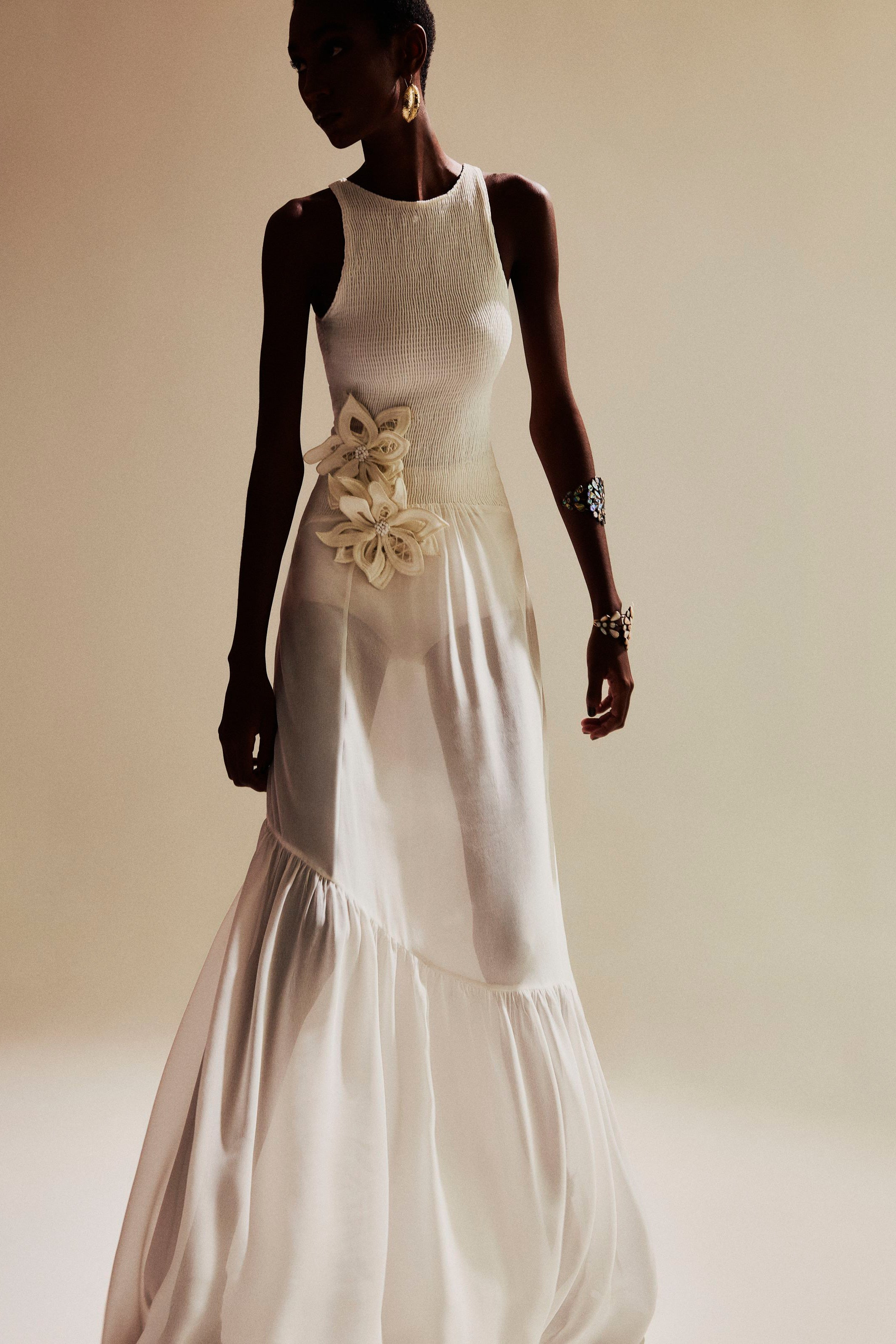 Vestido Lastex Floraison Off White Collab Vanessa Abbud