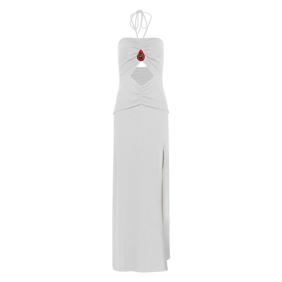 Vestido Longo Aviamento Concha Off White