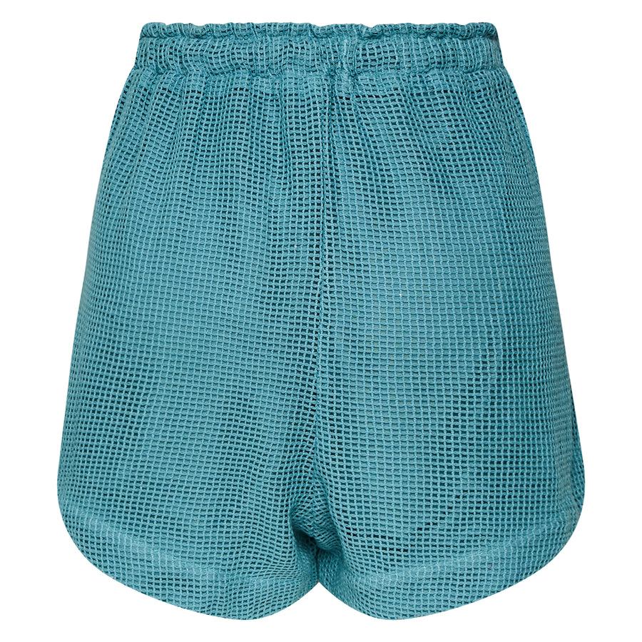 Shorts Tela Cós Elástico Azul