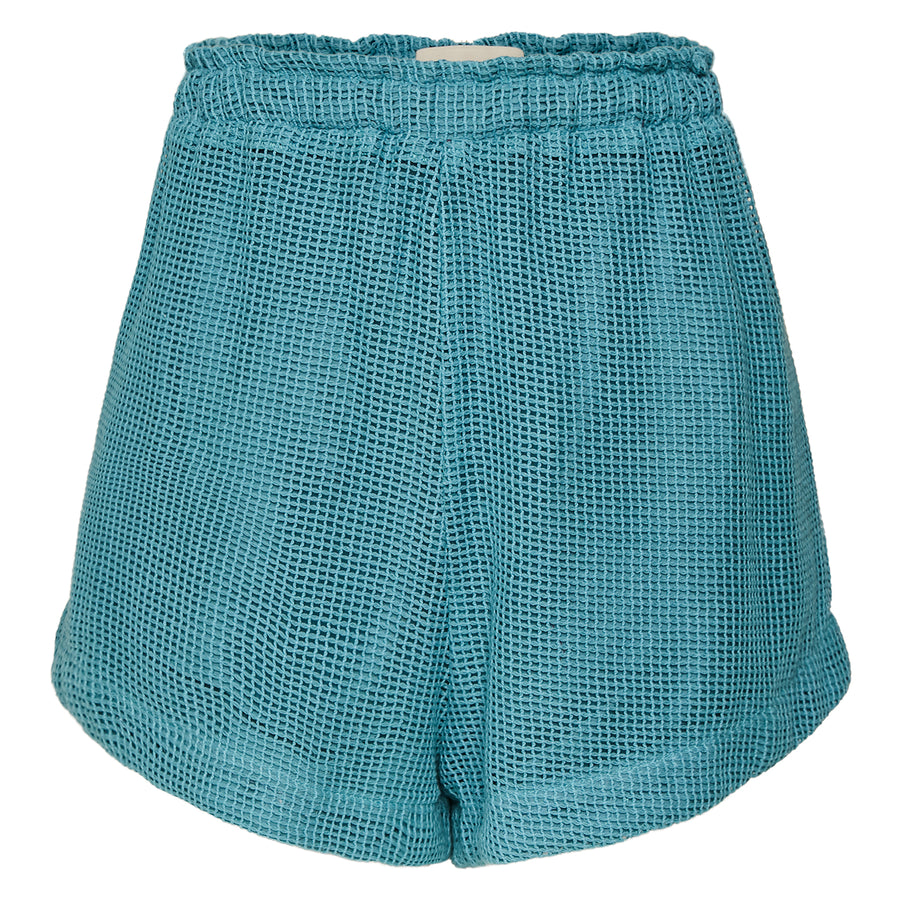 Shorts Tela Cós Elástico Azul