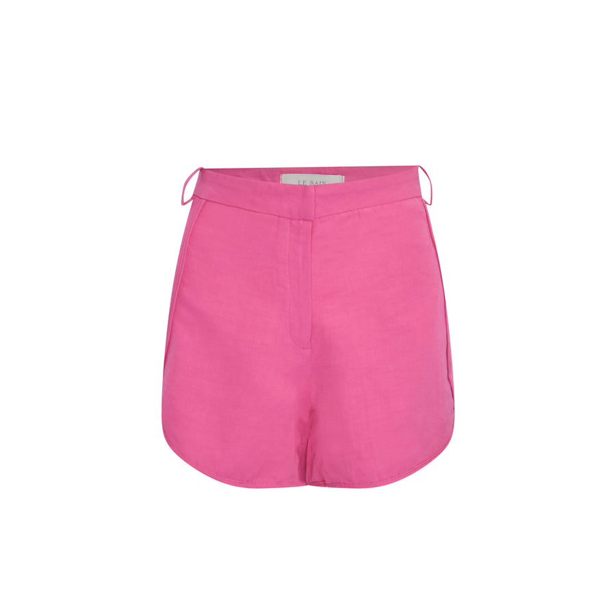 Pink Lipstick High Waist Linen Shorts