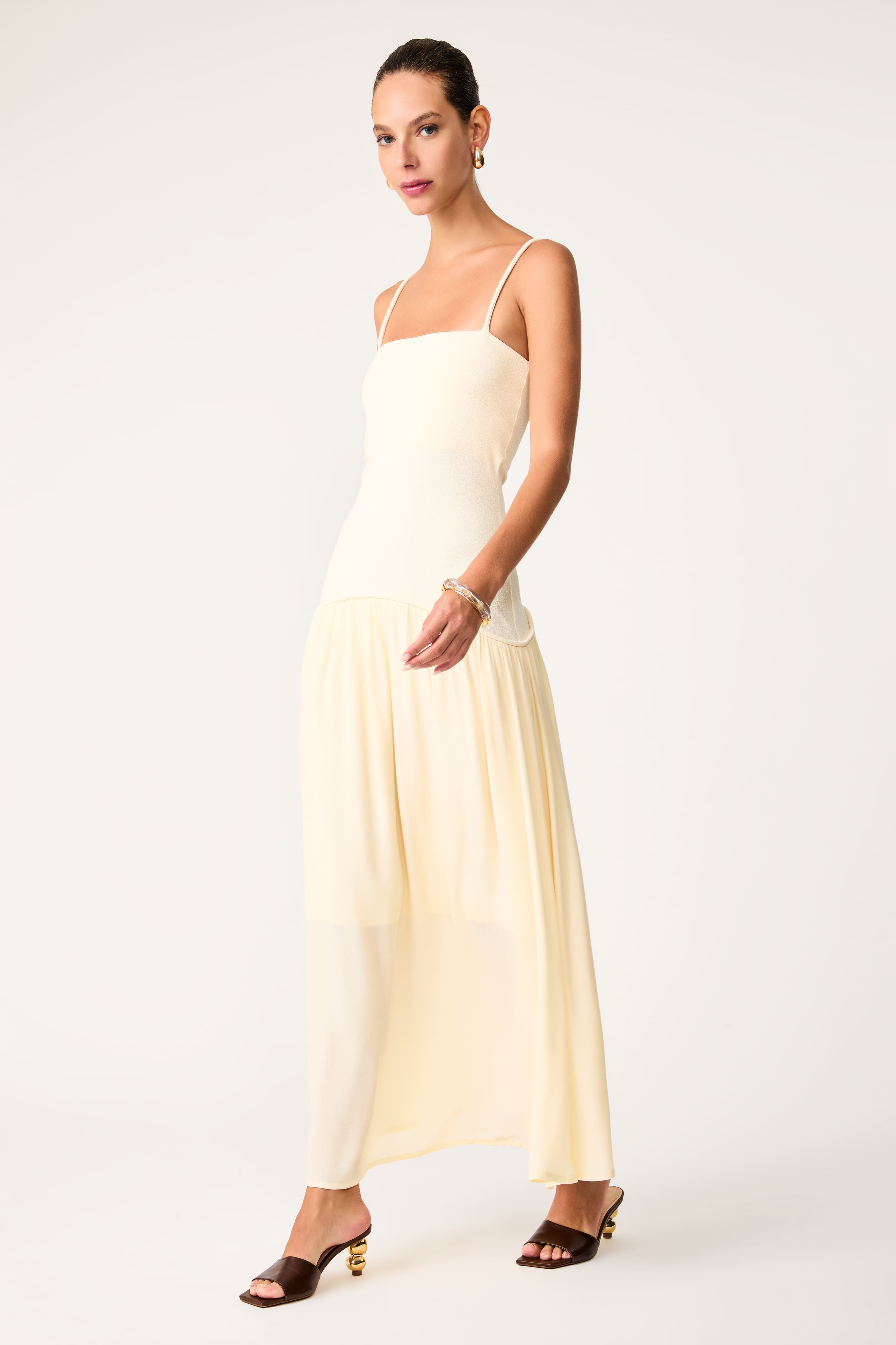 Vestido Midi Les Ondes Champagne