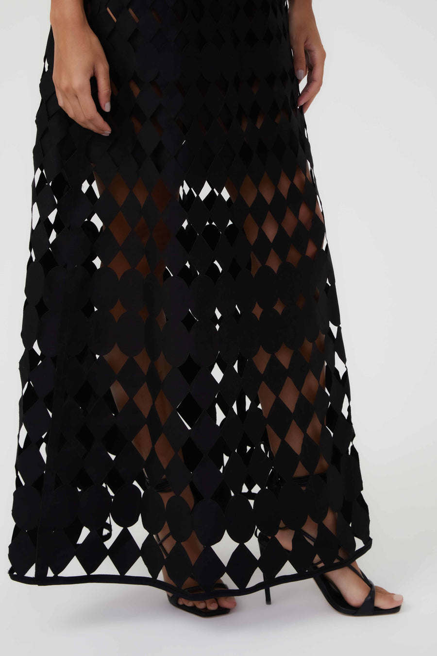 Black Geometric Laser Salopete Dress