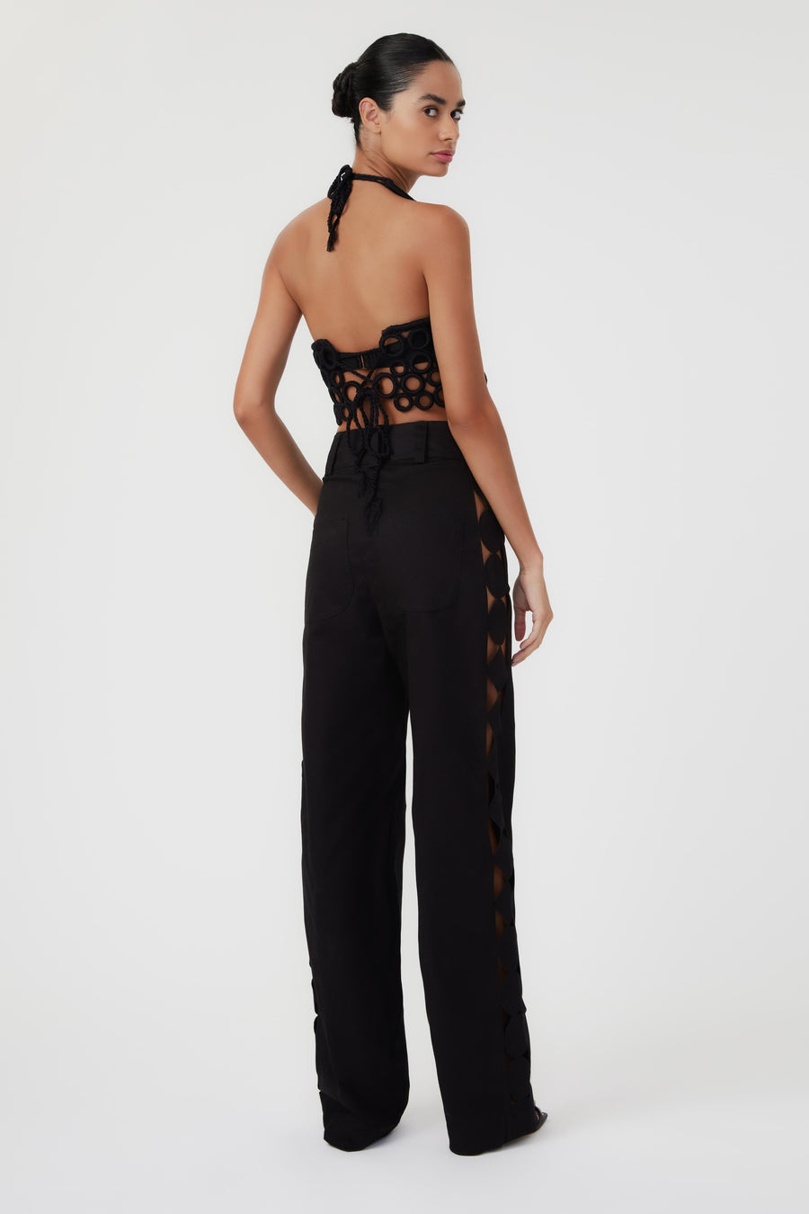 Top argolas crochet black