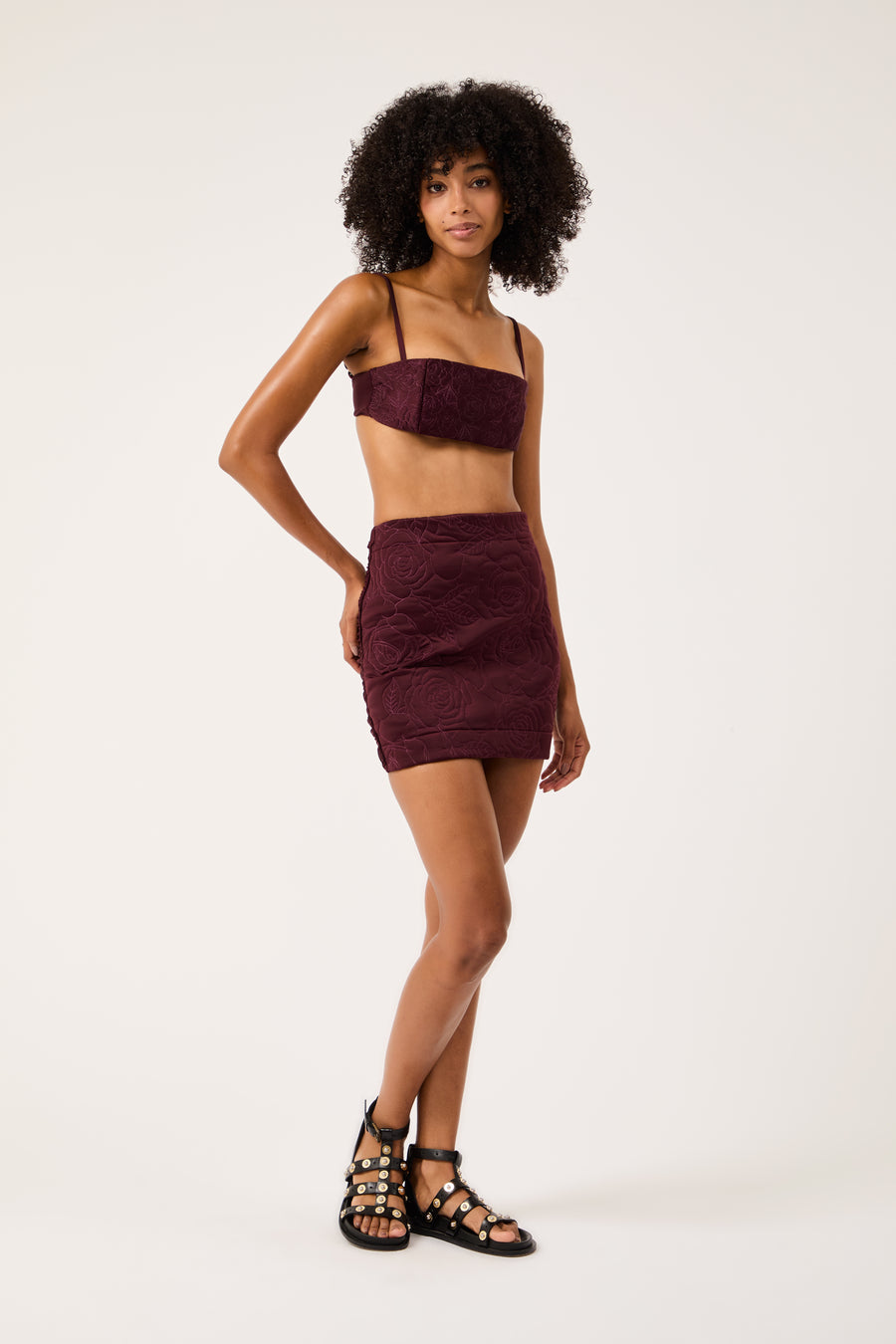 Saia Drapped Matelassê Fleur Bordeaux