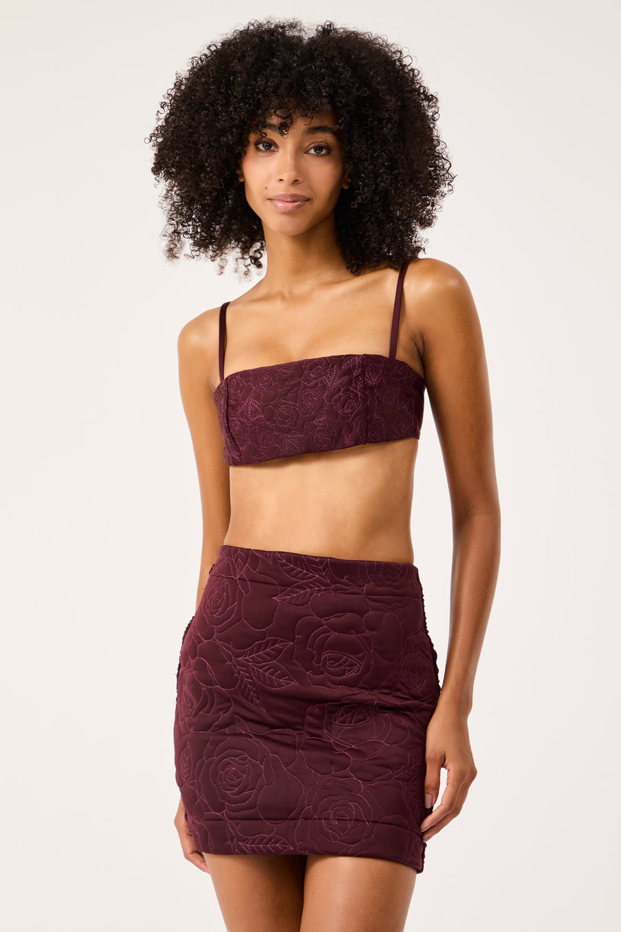 Saia Drapped Matelassê Fleur Bordeaux