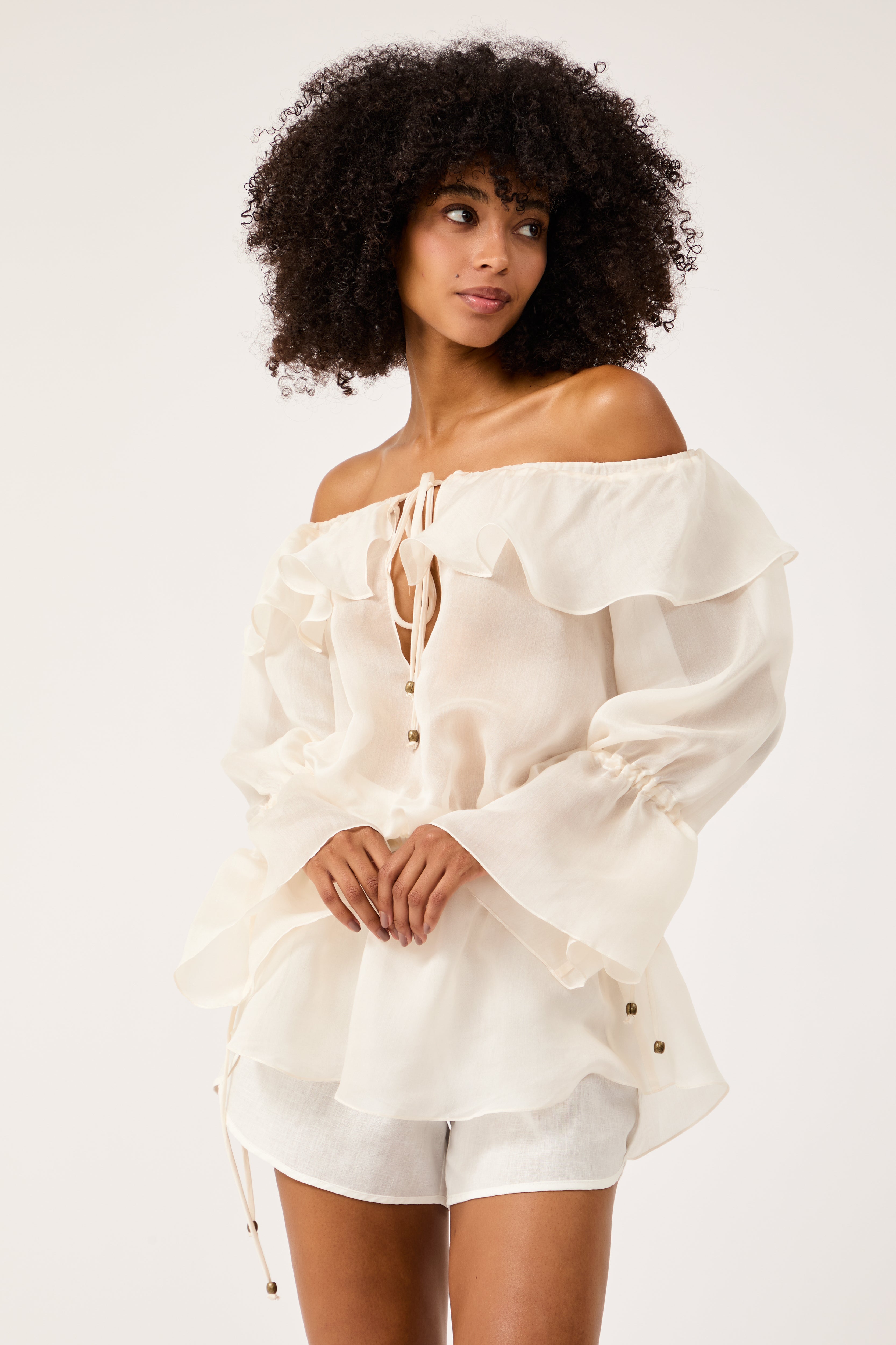Shorts Babados Désert Off White