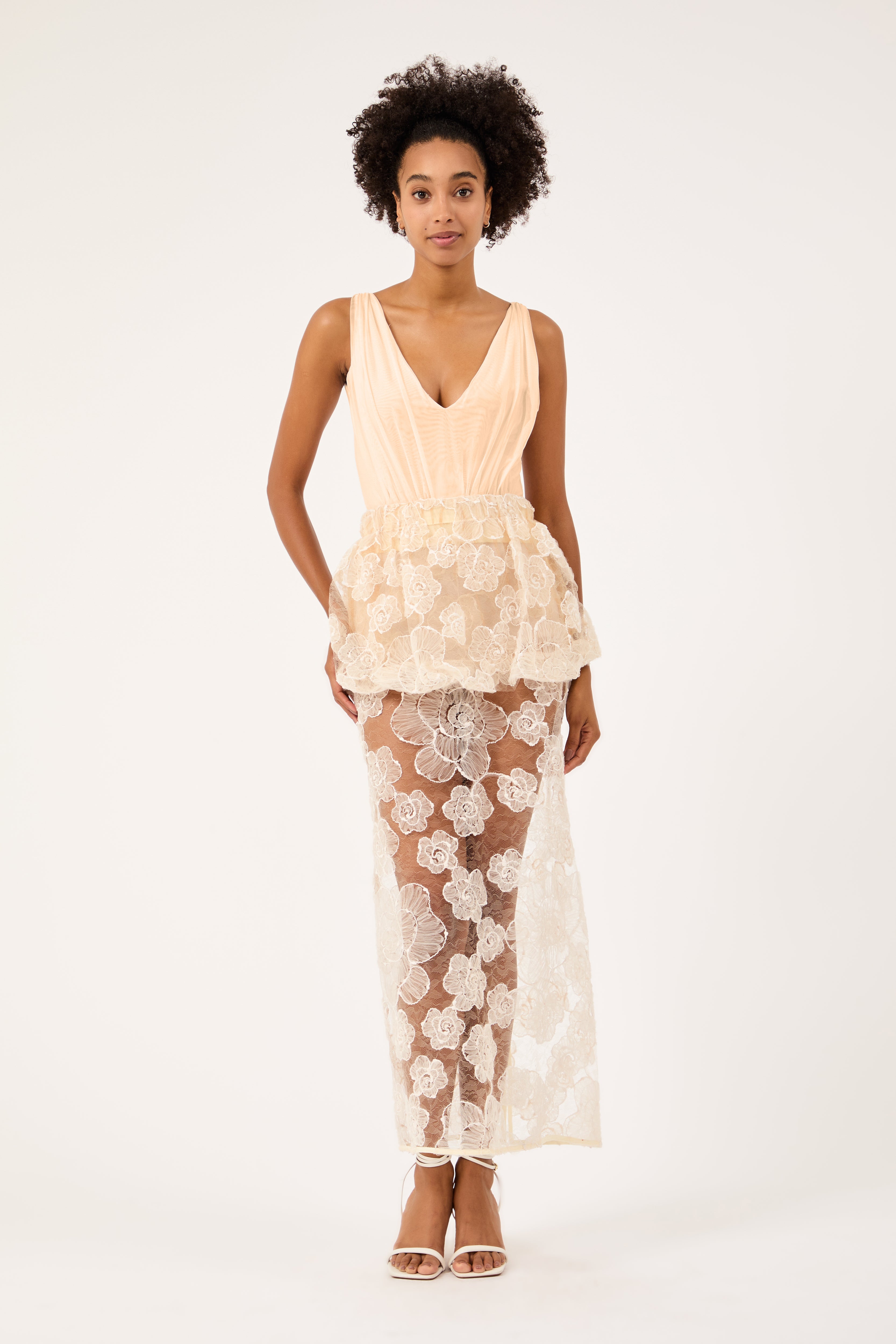 Saia Peplum Fleur Off White Collab Vanessa Abbud