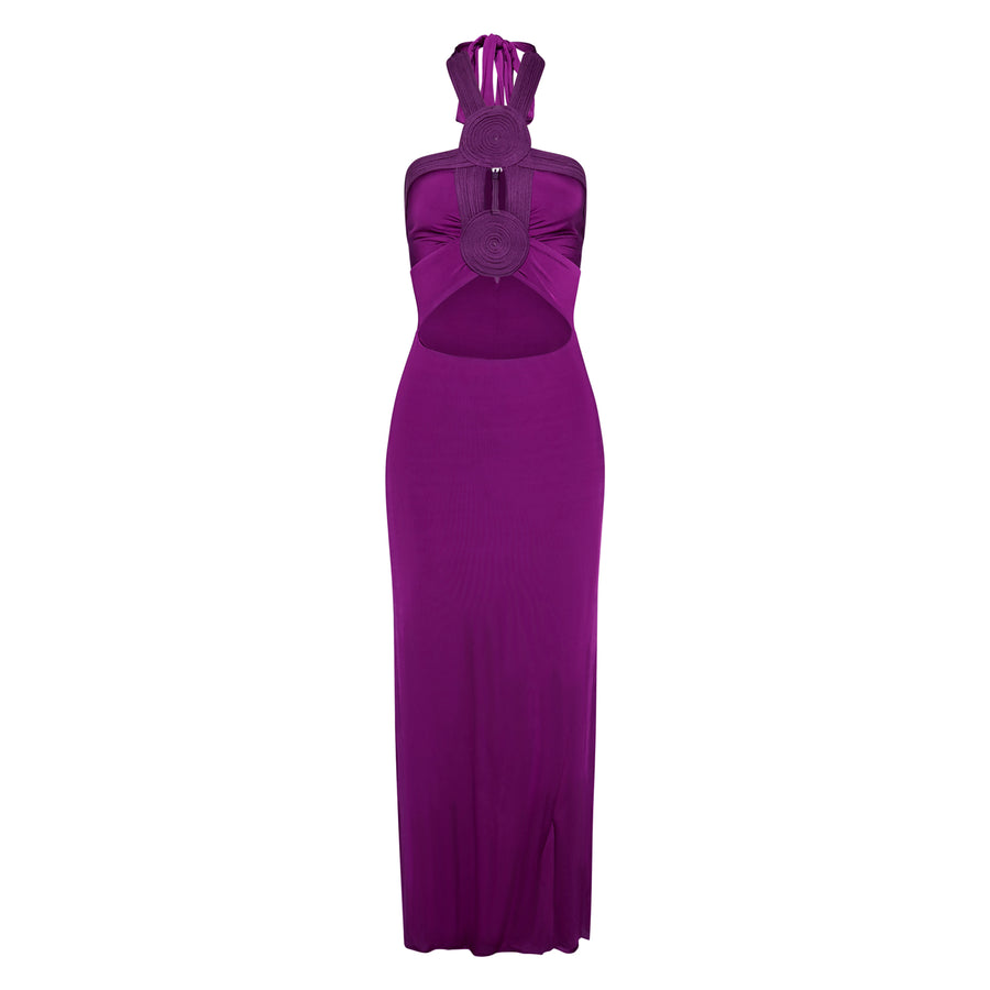 Vestido Jersey Bordado Disco Grape