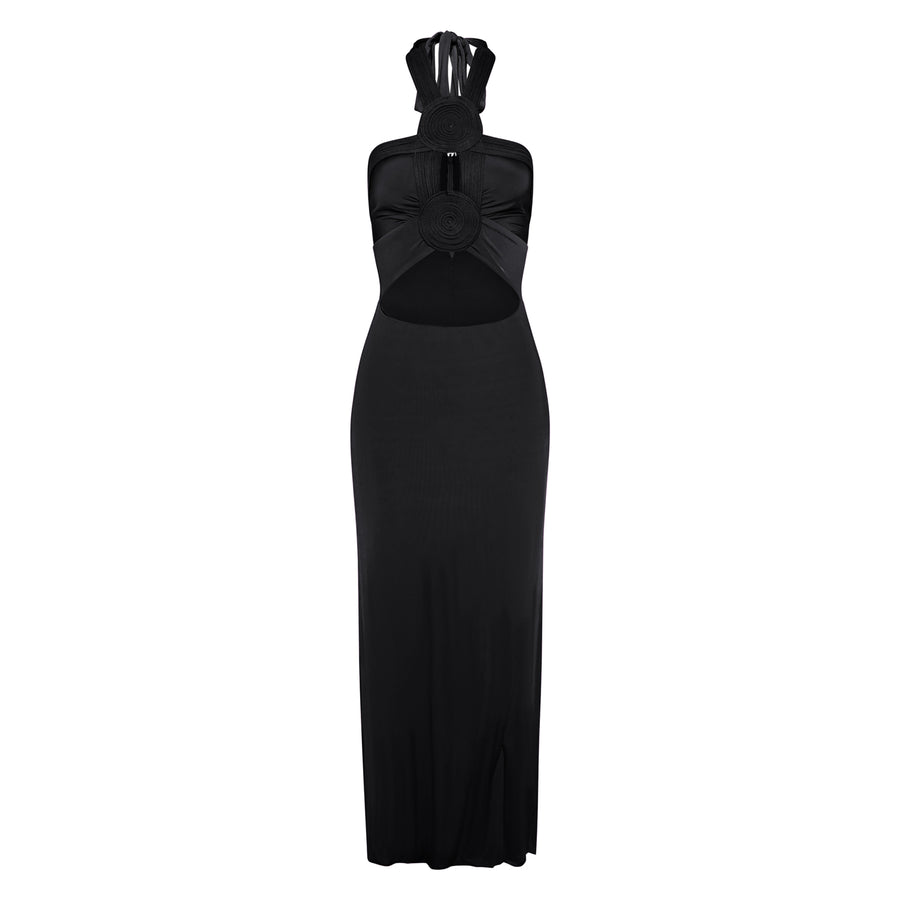 Vestido Jersey Bordado Disco Black